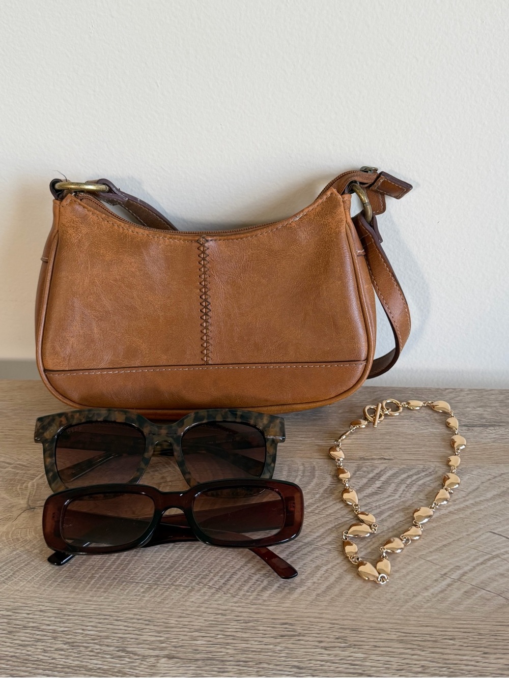 Everyday Cognac Leather Shoulder Bag for Women